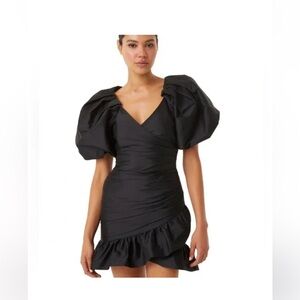 Black Puff Sleeve Mini Dress